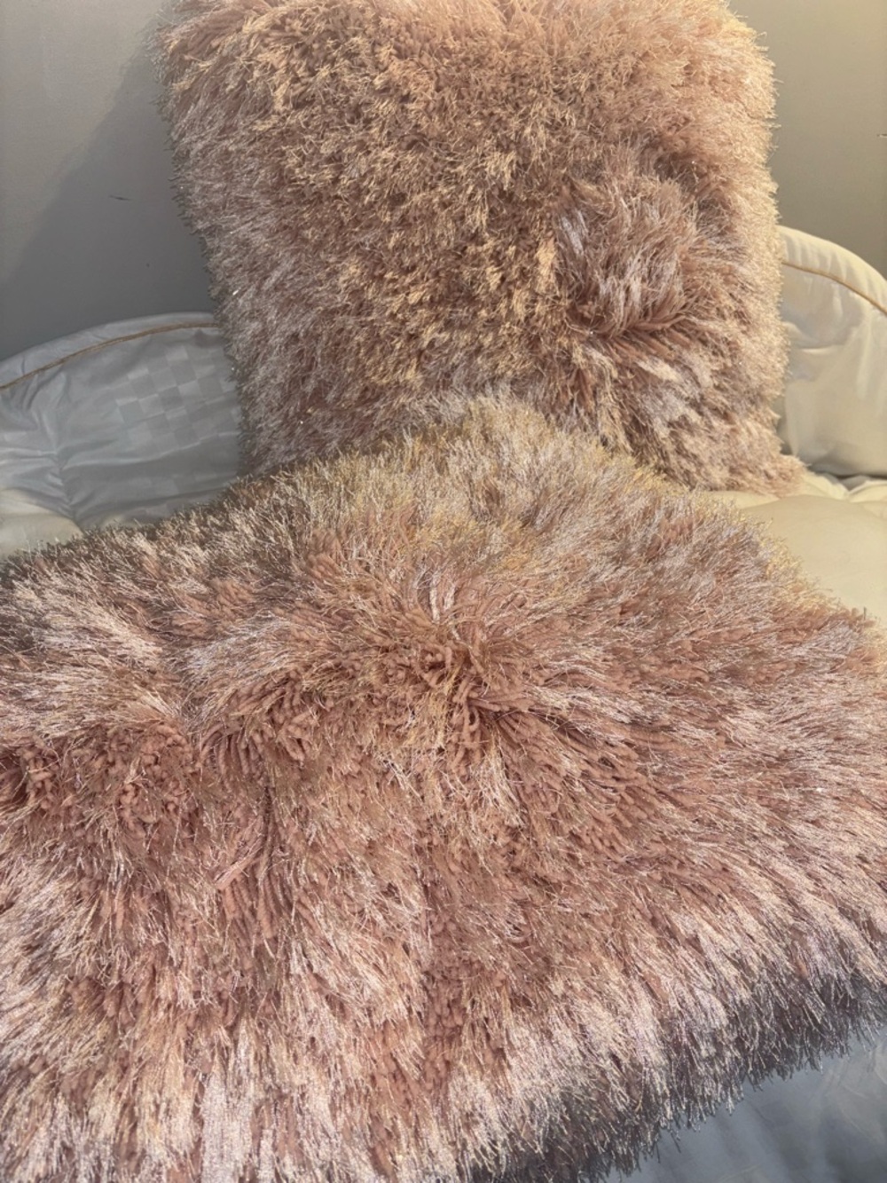 Plush Shaggy Decorative Throw 2 Pillow Covers - 1 PILLOW Included